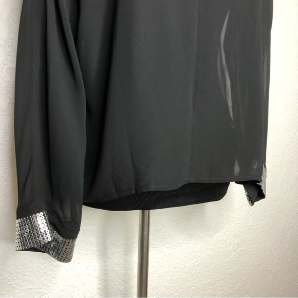 Soft Surroundings black sheer open front sequin sleeve cuff size Medium NWOT - Picture 10 of 14